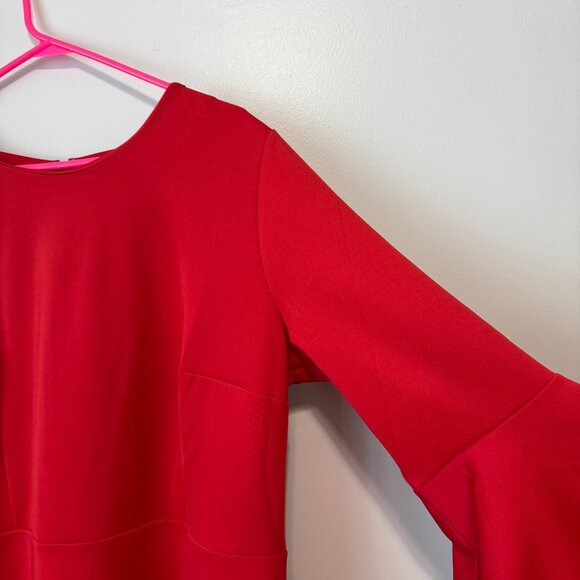 Eloquii Red Bell Sleeve Midi Dress Size 18 Womens Polyester Blend - Picture 4 of 7